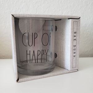 Rae Dunn Clear Glass Mug Cup of Happy